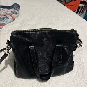 Black fossil leather bag